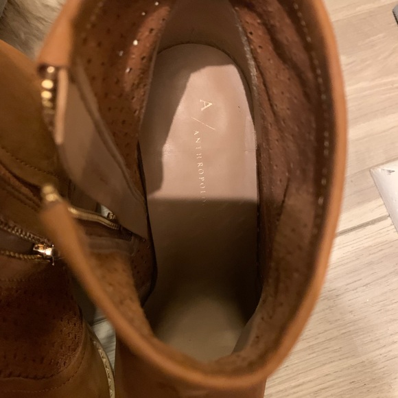 Anthropologie leather booties zip up whiskey color - Picture 6 of 7